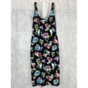 Bruce Glen Womens Midi Bodycon Dress S Colorful Floral Sleeveless Stretch Retro